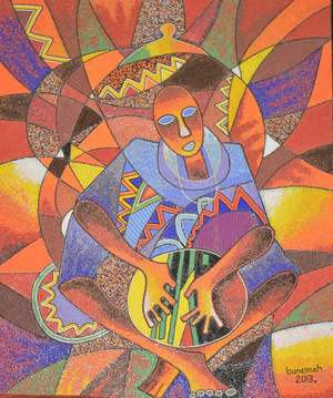 Jimoh Buraimoh, Goje player, Nigerian, 2013. One of the thirty artworks at the YSMA selected to be part of the '30 ways to tell a story' narrative art project, 2021.