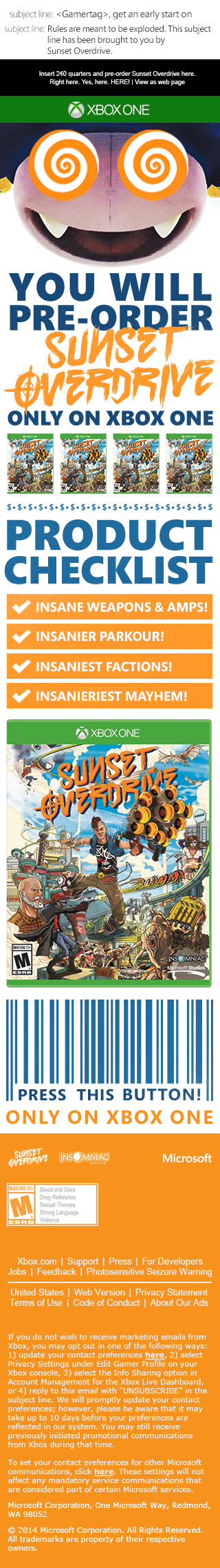  Sunset Overdrive : Microsoft Corporation