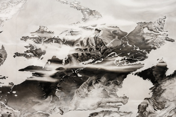 Inventaire (terrains, côtes, reliefs, climats, distances). 2023. Charcoal on canvas / fusain sur toile. 90" x 222" (229 x 564cm)