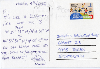 a postcard sent by Arana from Madrid, 2022.