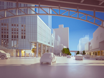 Perspective Rendering, Street View - Courtesy of Renzo Piano Building Workshop/ Columbia University