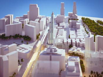 Perspective Rendering, Aerial View - Courtesy of Renzo Piano Building Workshop / Columbia University