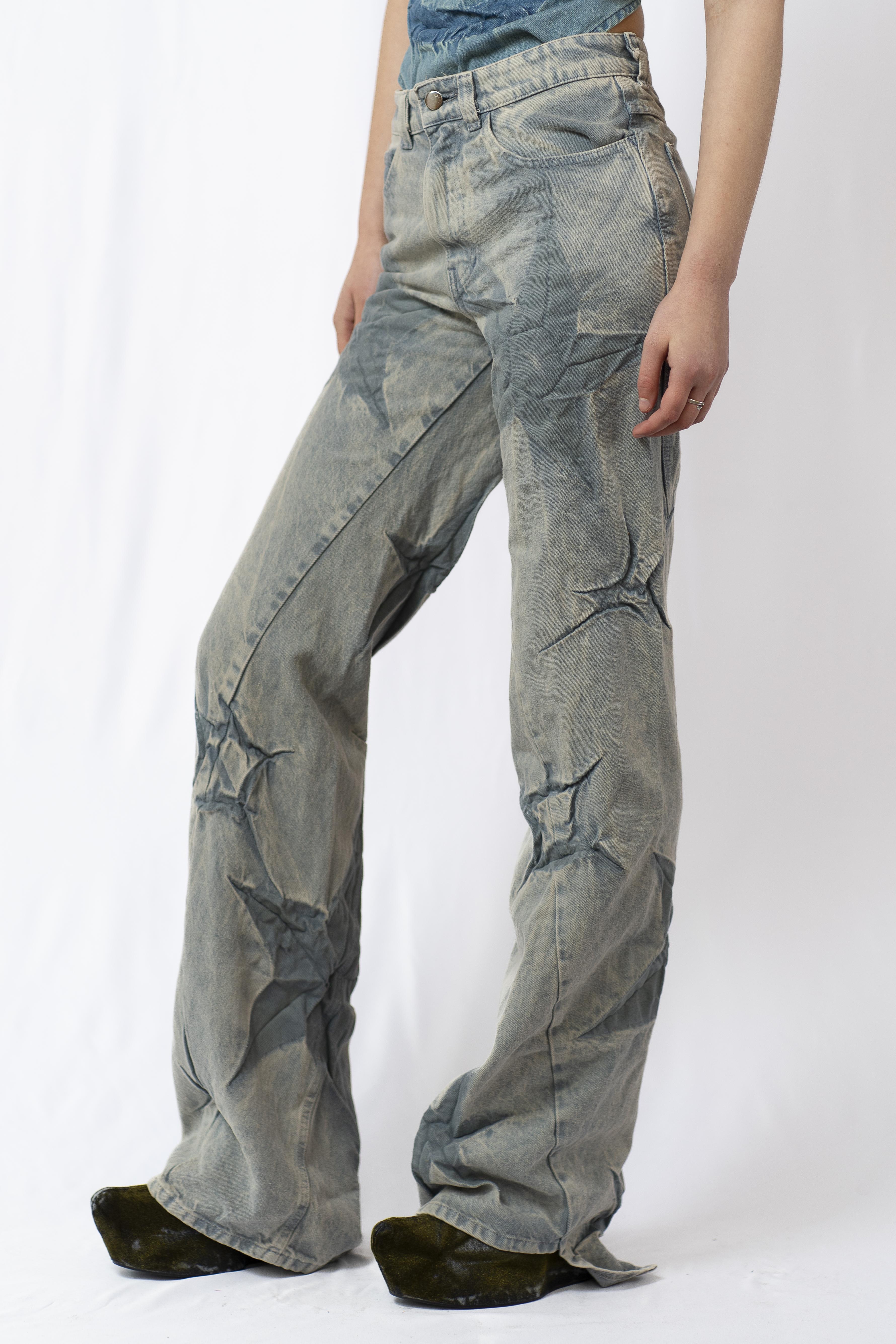 Masha Popova Oil Spill フレアジーンズ Oil Spill Whisker Jeans £350 - Masha Popova