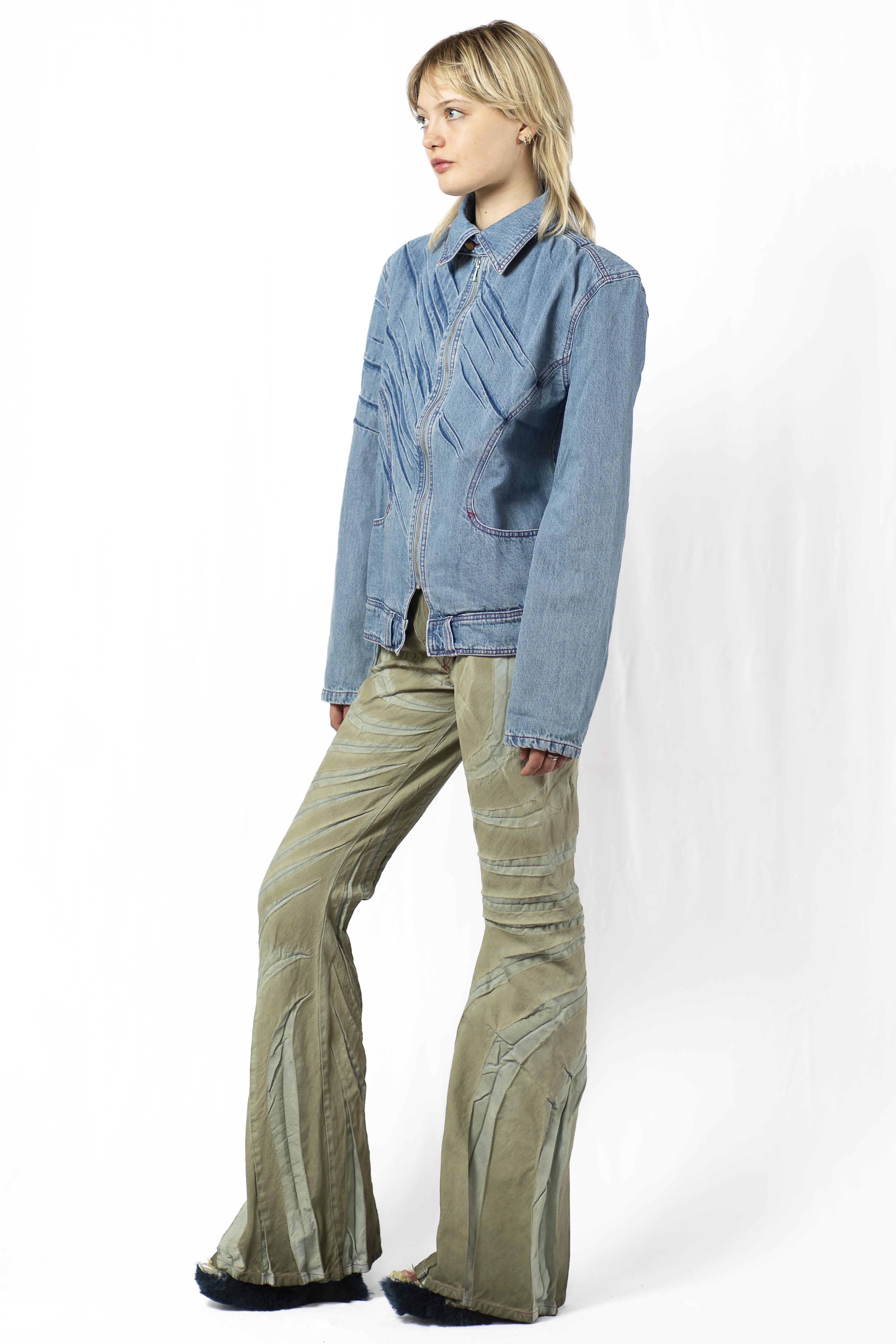 KHAKI FADE TRIBAL BIAS CUT JEANS £400 - Masha Popova