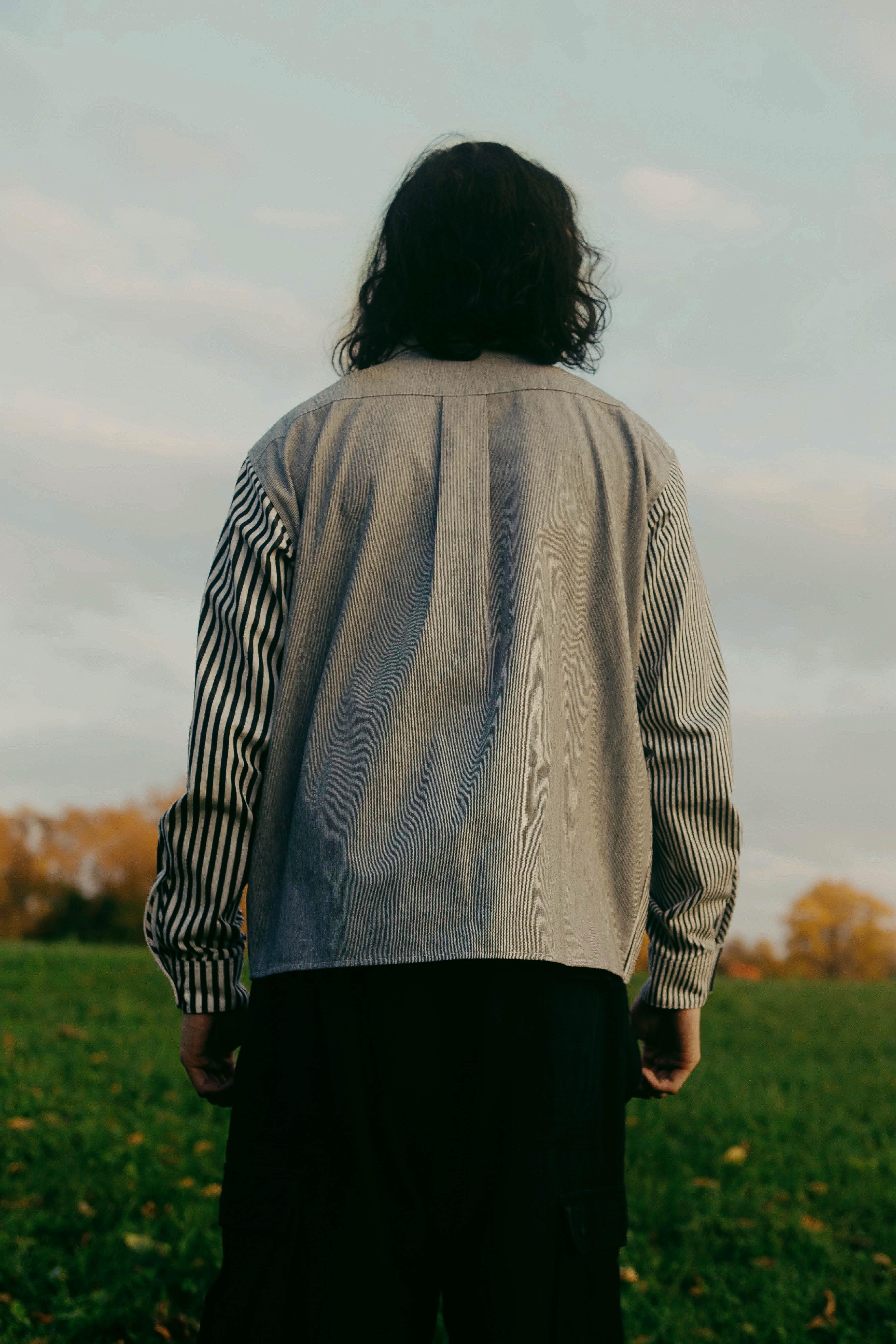 014.2 Loire Chore Shirt - Black Stripe Patchwork copy - All