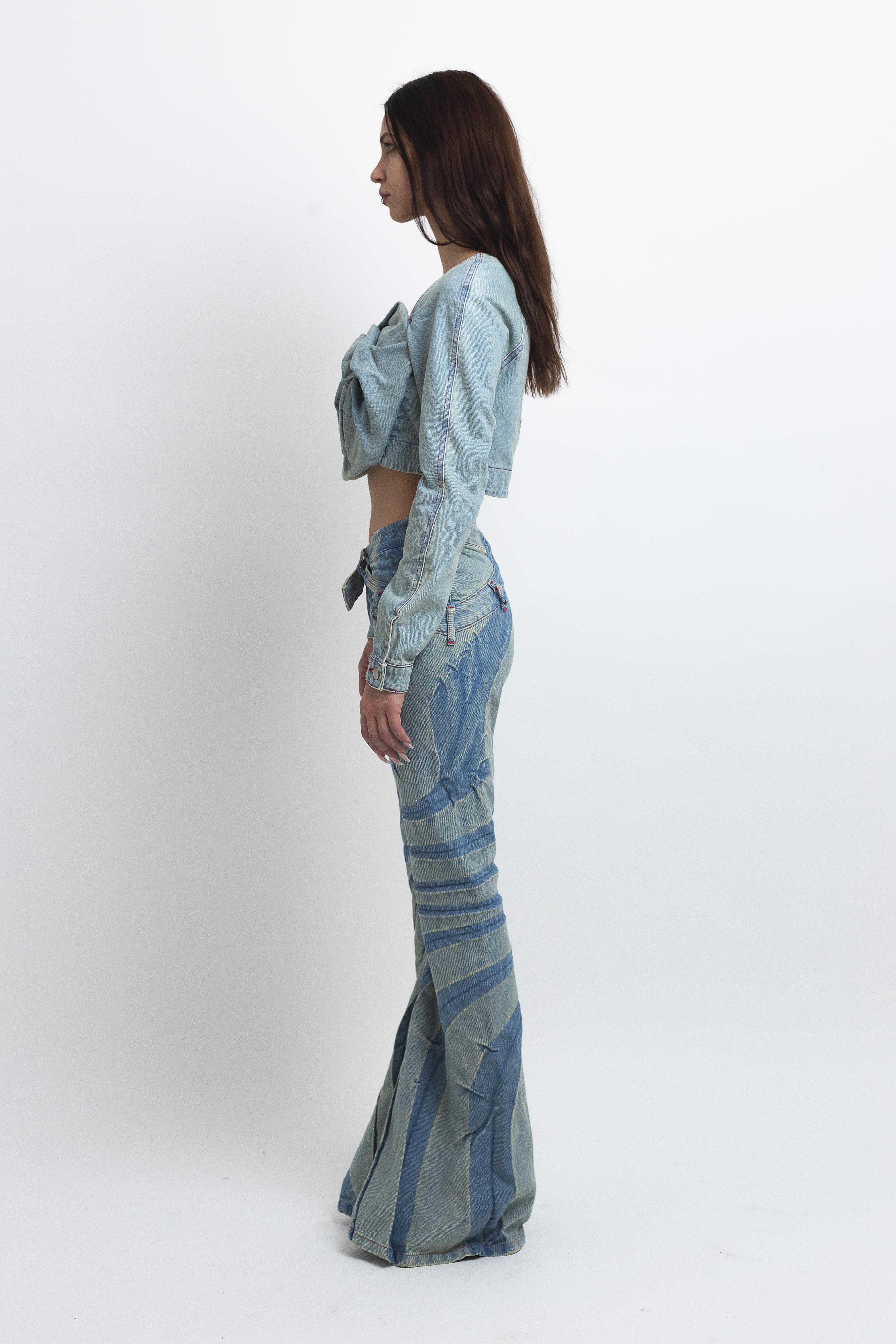 【Masha Popova】TRIBAL BIAS CUT JEANS バイアスカットデニム Frosted Dirty Denim Bias Cut Jeans £350 - Masha Popova