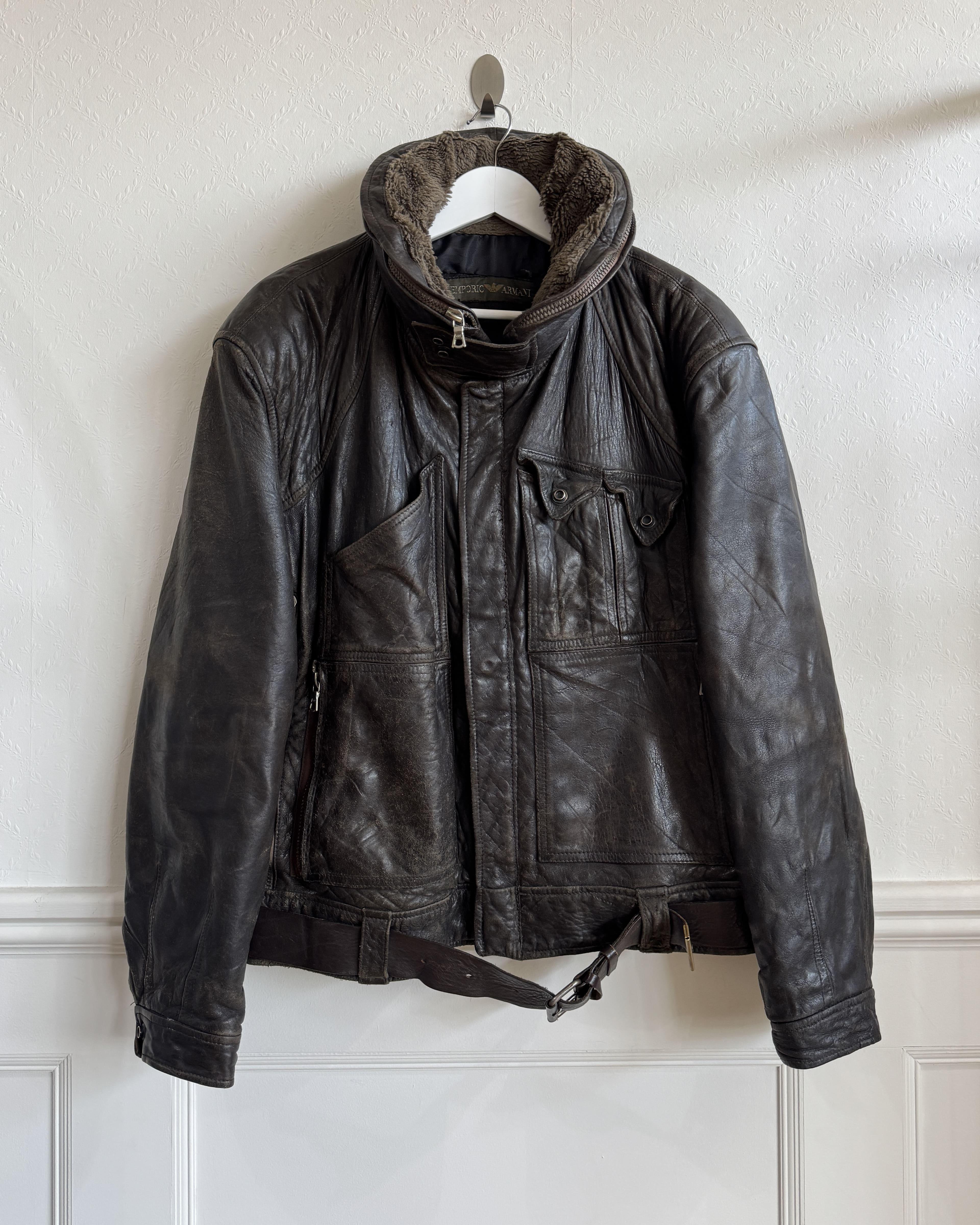 Emporio Armani, A/W 1983 Leather Cargo Flight Jacket - LA NAUSÉE