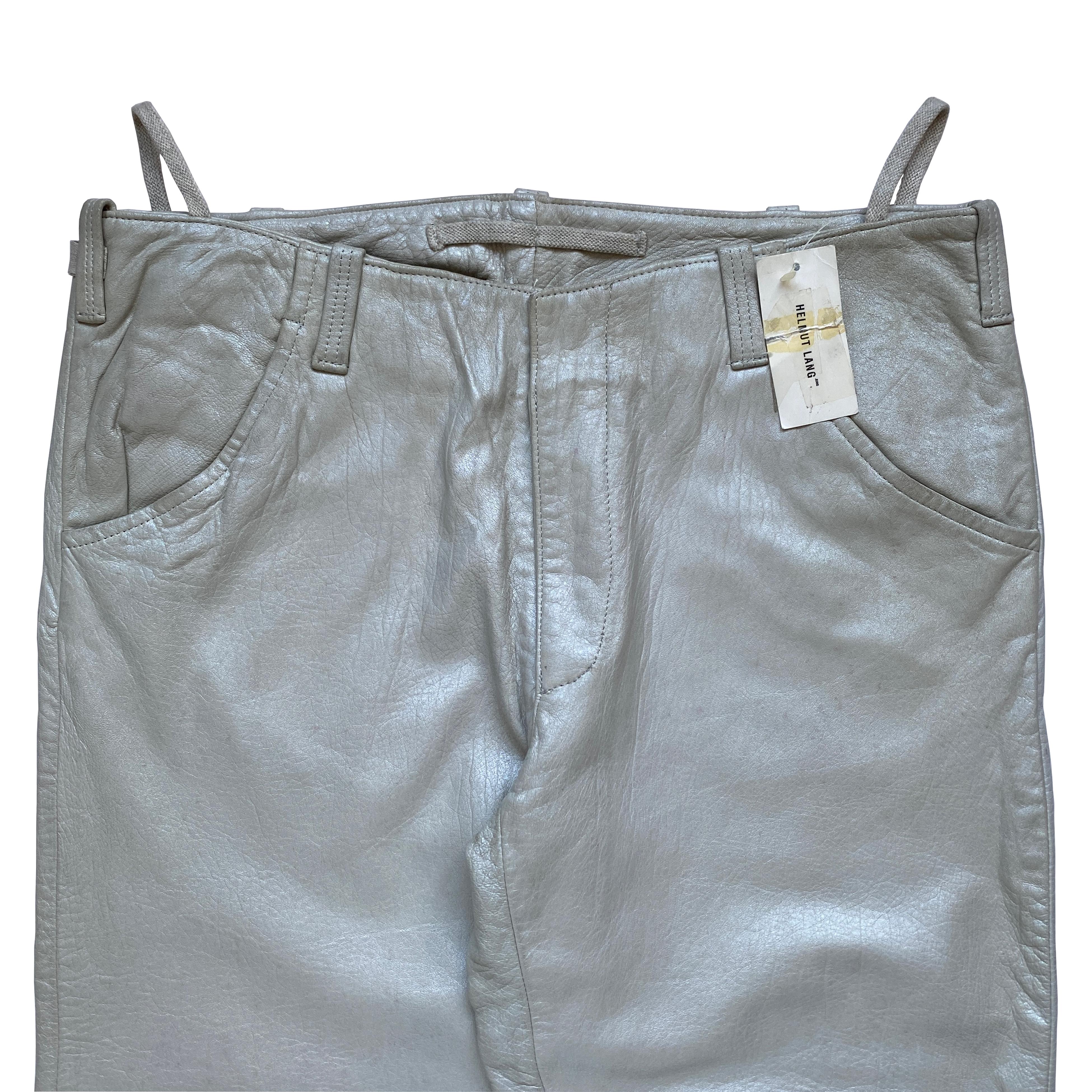 Helmut Lang, A/W 1999 Platinum Leather Astro Biker Trousers - La