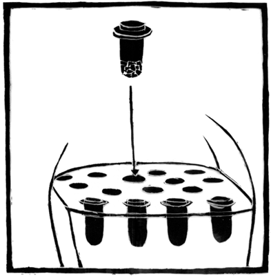 Illustration/Schaubild für ein Museum zum Thema Quecksilbergewinnung