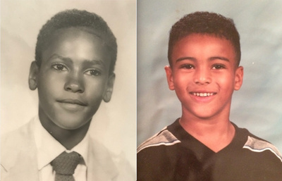 Primary school photos. (L) Huey P. Newton (R) Justice Nnanna