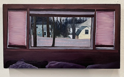 2:26 pm, 2022, Oil Paint on Birch, 9 ⅞” x5 ⅝”
