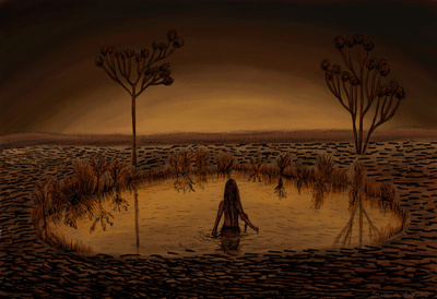 In the water, 2020, Ink, pencil on paper and digital coloring, 40x60cm