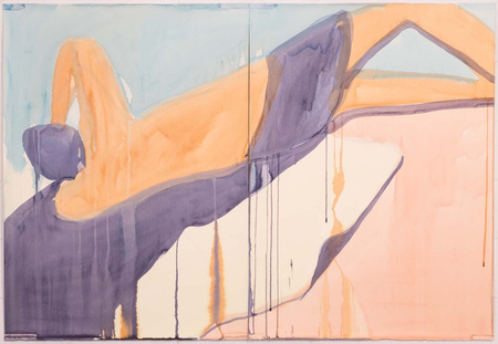 Ludovic at Mont Rose, 2022, acrylic and Indian inks on watercolour paper, 76 x 112 cm