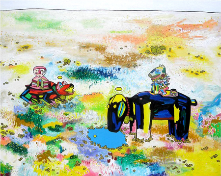 莫內花園。Monet garden。Oil.canvas, Cm 120 x 150, 2012