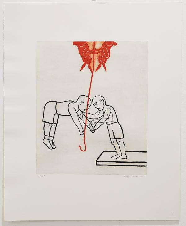Fay Jones, Suspension, 2005, Sugar-lift with aquatint, Image size 16 x 13 7/8 in., Framed dimensions 28 1/4 x 24 1/2 in., ed. 19/35, $2,065 (framed)