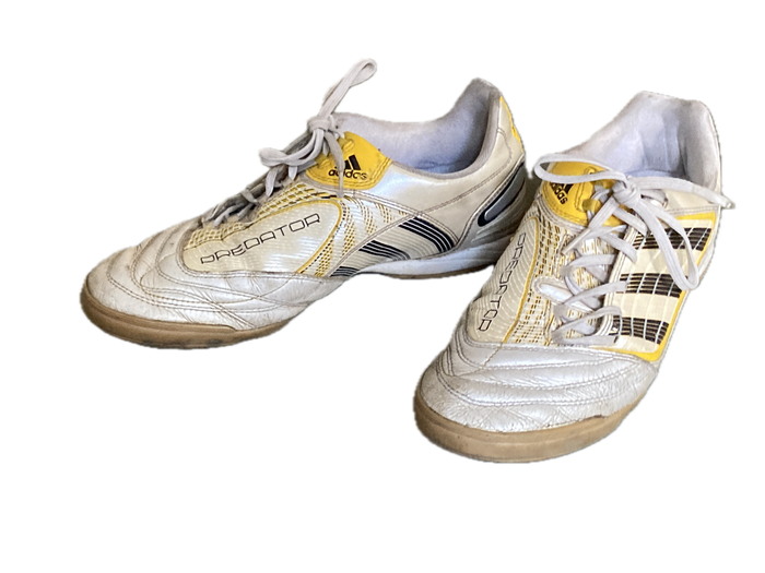 yellow and white addidas trainers
