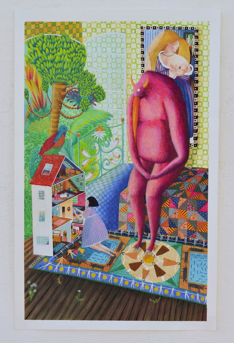 Quarto de brincar (2023), gouache and pencil on paper, 50 x 80 cm