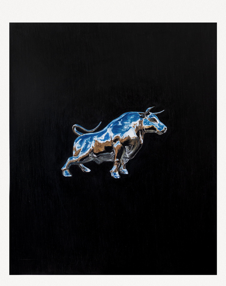 Bull on black 2024 Pencil on paper 