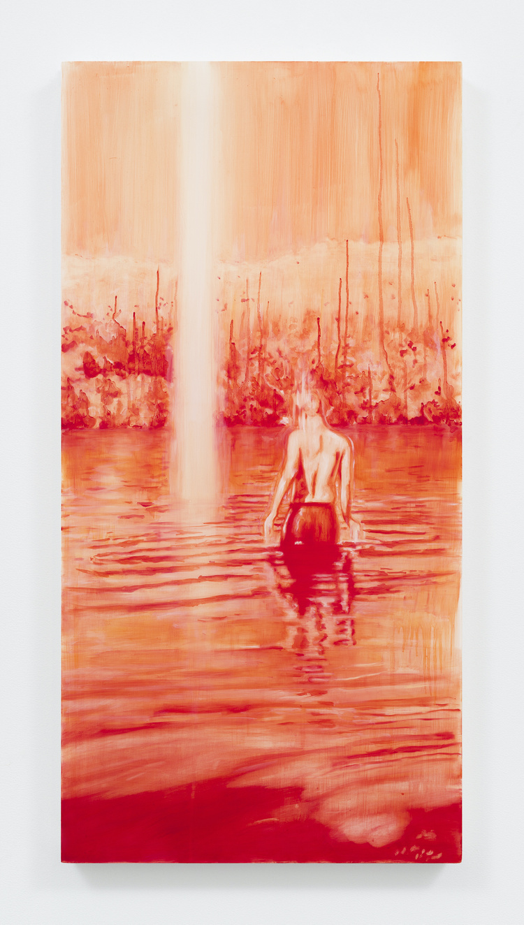 Reflections, 2020. Oil on silk, 50 x 100cm