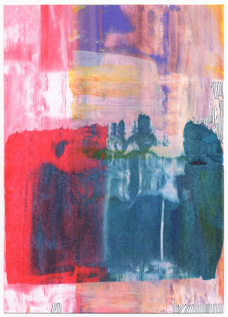 Untitled 489, 2018, Acrylic on paper, 14.8x10.5cm