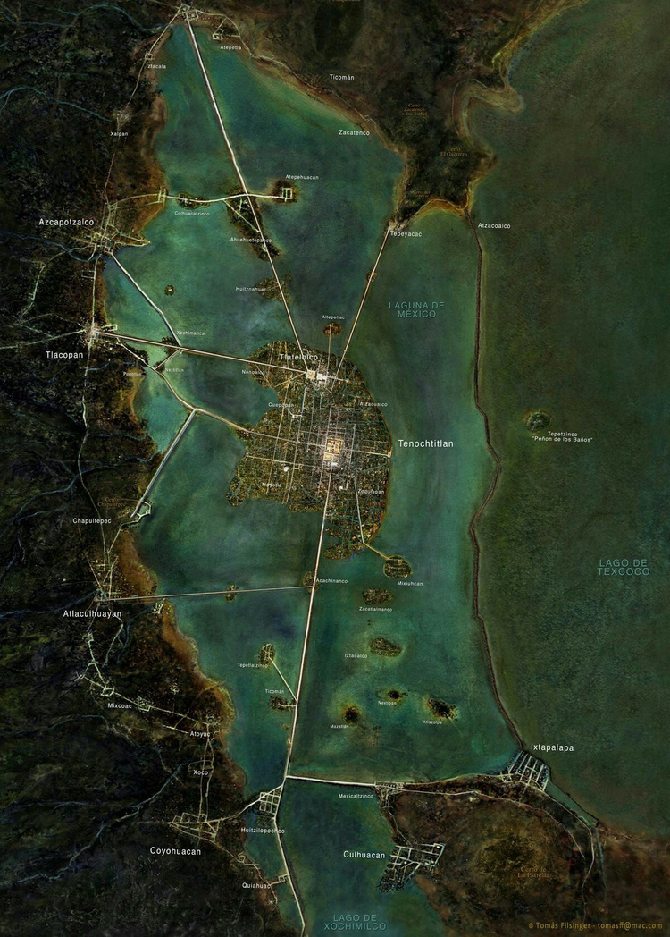 Rendering of Tenochtítlan by Tomás J. Filsinger