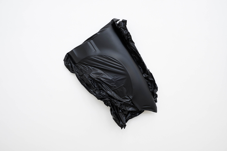 Unathi Mkonto,  Presentation 1 (fitting 1)  (2018) | Vinyl, mild steel ; 140 x 120 x 23 cm