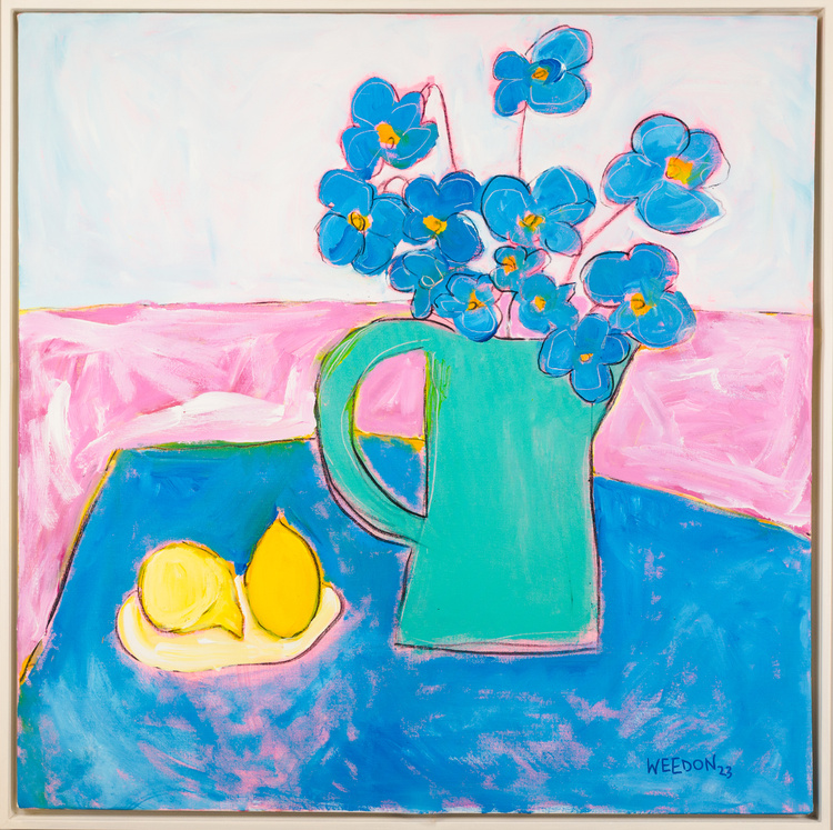 Green Jug with Cornflowers