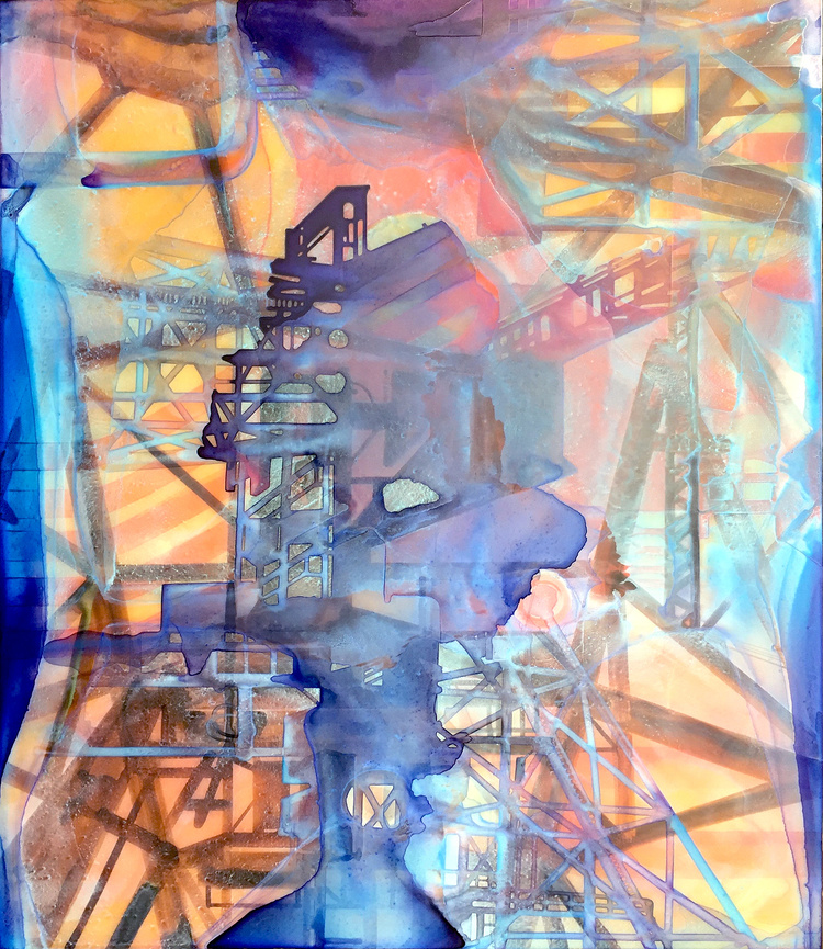 Submerged, ink on acrylic panel, 60" x 48"  (sold)