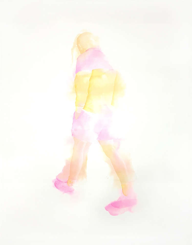 Walking like shadow - encre, crayon de couleur et pastel sur papier, 460*610mm