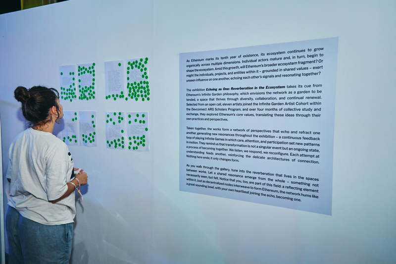 Printed poems with red and blue voting stickers from audience